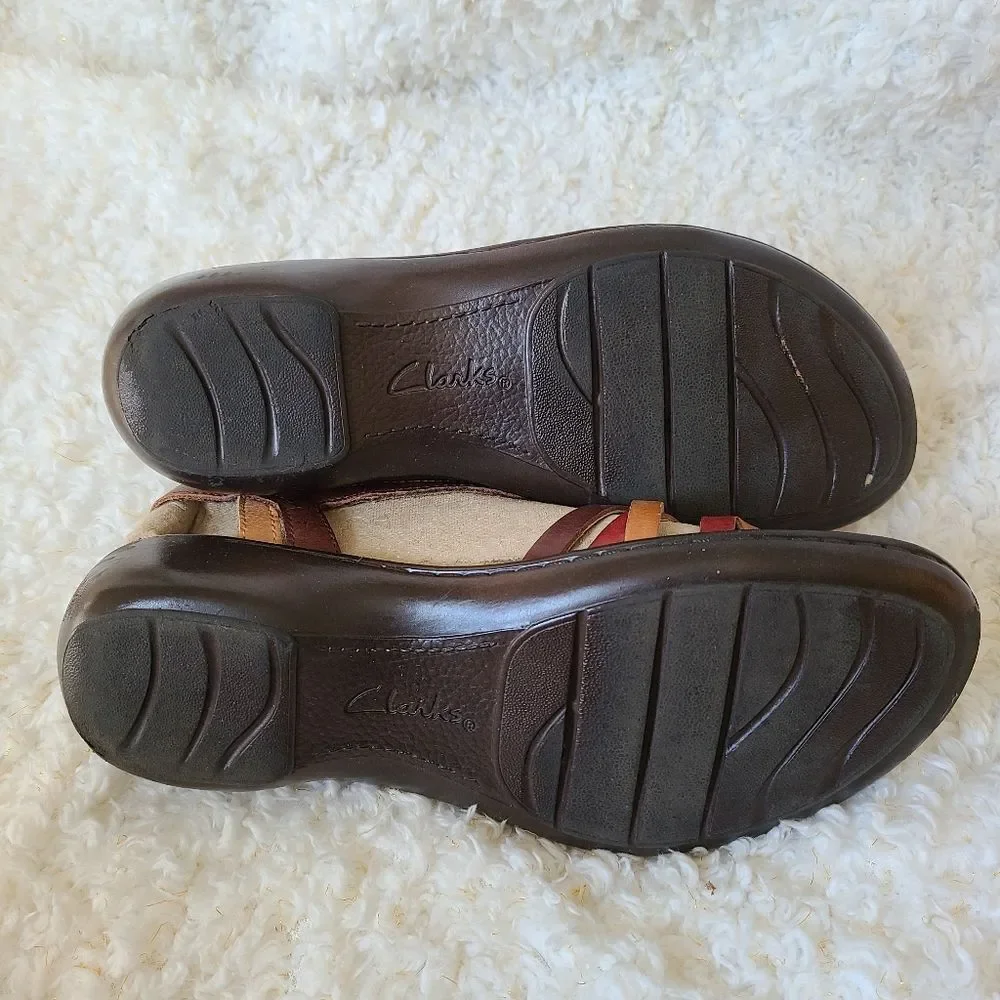 Clarks Multi Color‎ Leather Bendables Sandals 7.5